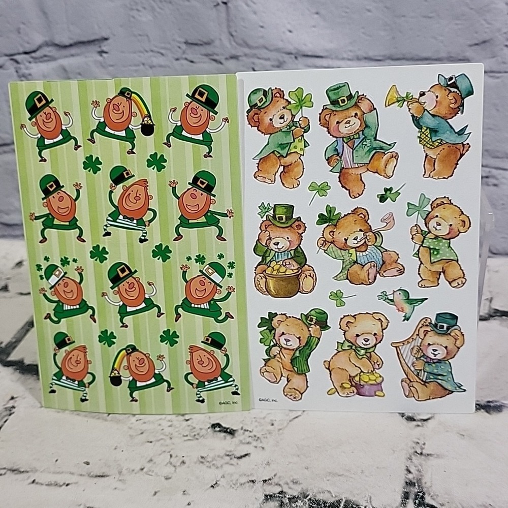 American Greetings St Patricks Day Stickers 2 Sheets Leprechaun Teddy Bears